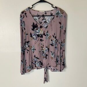 Floral V-Neck Tie-Front Top